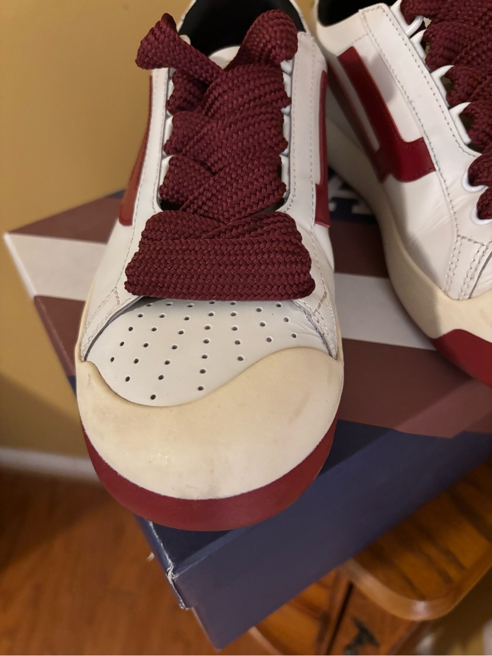 Bally Men’s White Sneakers with Burgundy Accents - Picture 9 of 12